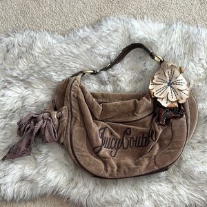 Juicy Couture Tan Shoulder Bag with Bohemian Floral Design
